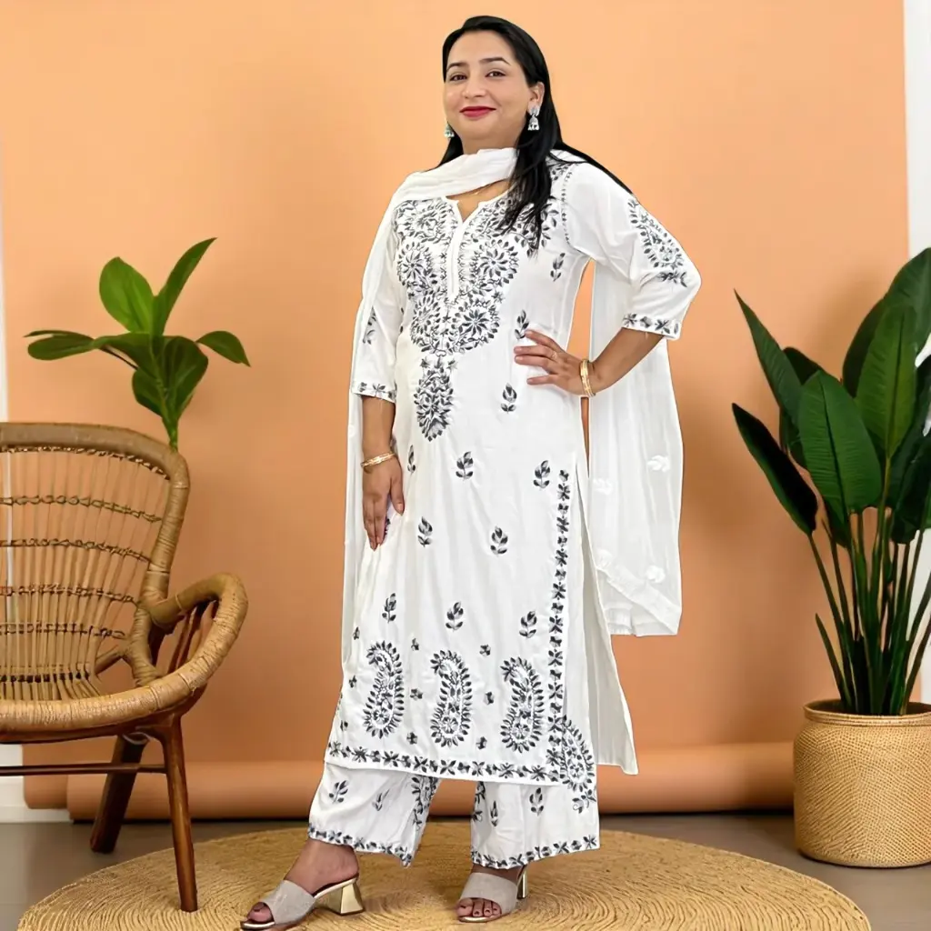 "Aisha" Embroidered Cotton Kurta Set