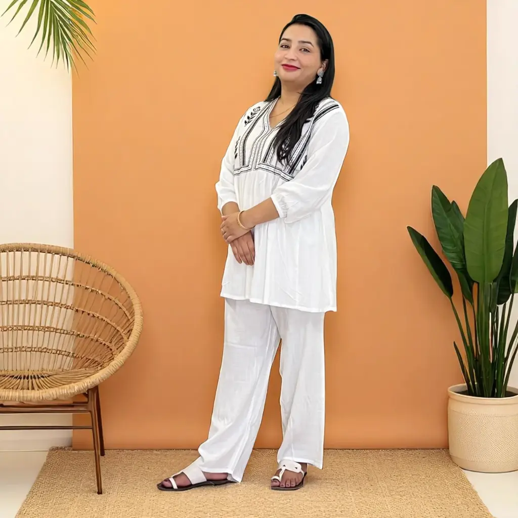 Summer Breeze Embroidered Cotton Co-ord Set