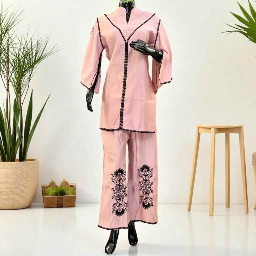 Rose Blush Embroidered Palazzo Co-ord Set
