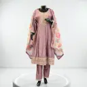 Festive Lavender Embroidered Frock Suit and Dupatta Set