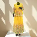 Yellow Floral Peplum Top with Skirt and Dupatta