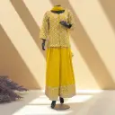Mustard Yellow Embroidered Palazzo Suit