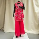 Radiant Majenta Floral Peplum shirt and flaired bottom Set with Dupatta