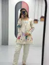 Luxury Ivory Shimmer Silk Co-ord Set – Embroidered & Beaded