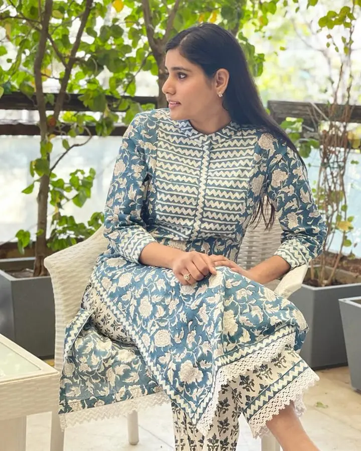 Indigo Bloom Cotton Kurta and Palazzo Set
