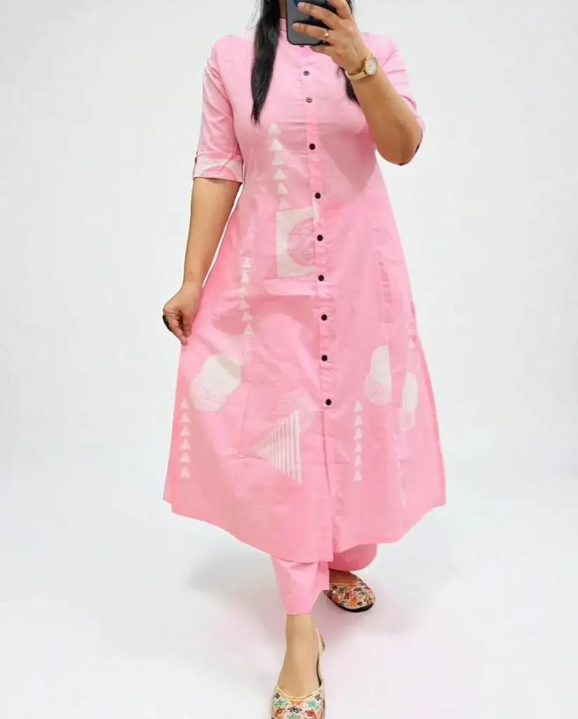 Women's Geometric Print Cotton Kurta and Palazzo Set