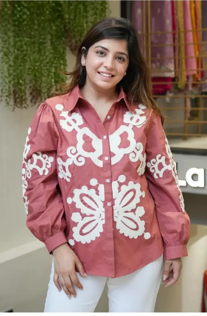 Embroidered Cotton Shirt Set with Poplin Pants