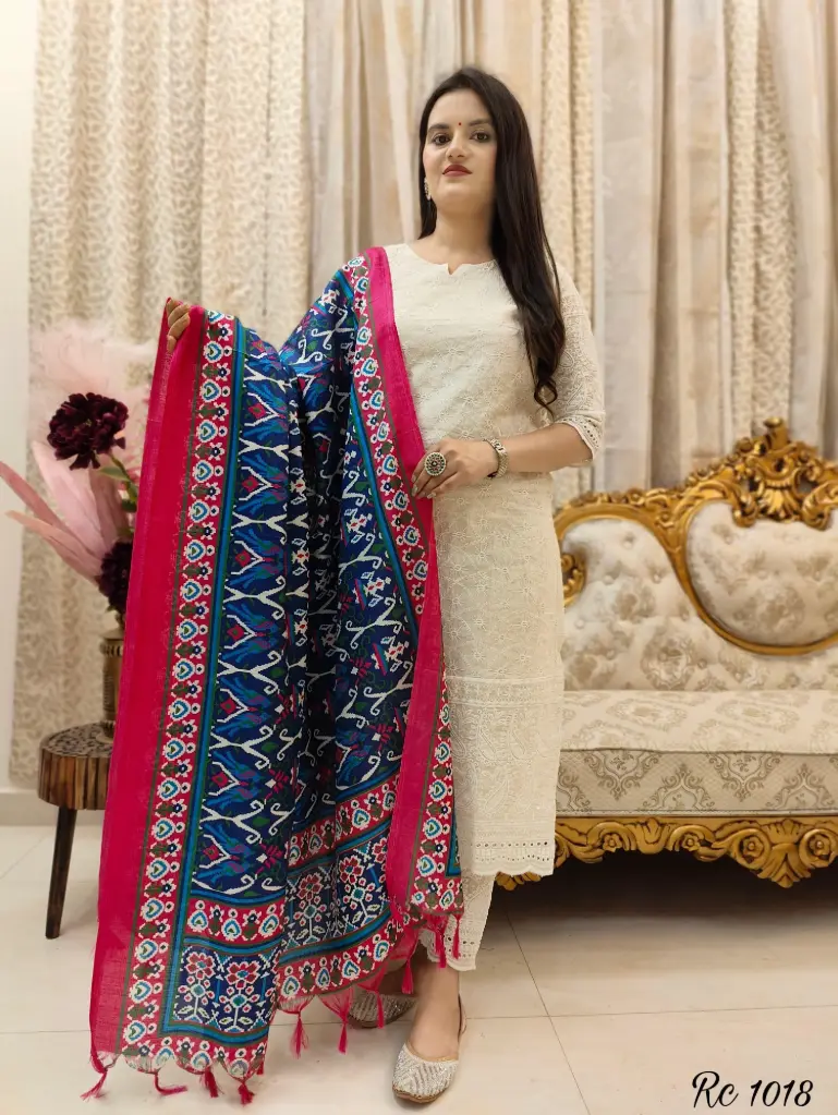 Chic Chikankari Cotton Kurta Set with Art Silk Dupatta