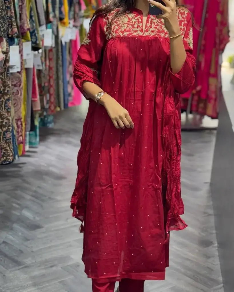 Elegant Flared Anarkali Kurta Set with Dupatta