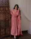 Dusty Rose Embroidered Georgette Anarkali Suit Set