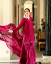 Crimson Farshi Salwar Kameez with Embroidered Detail
