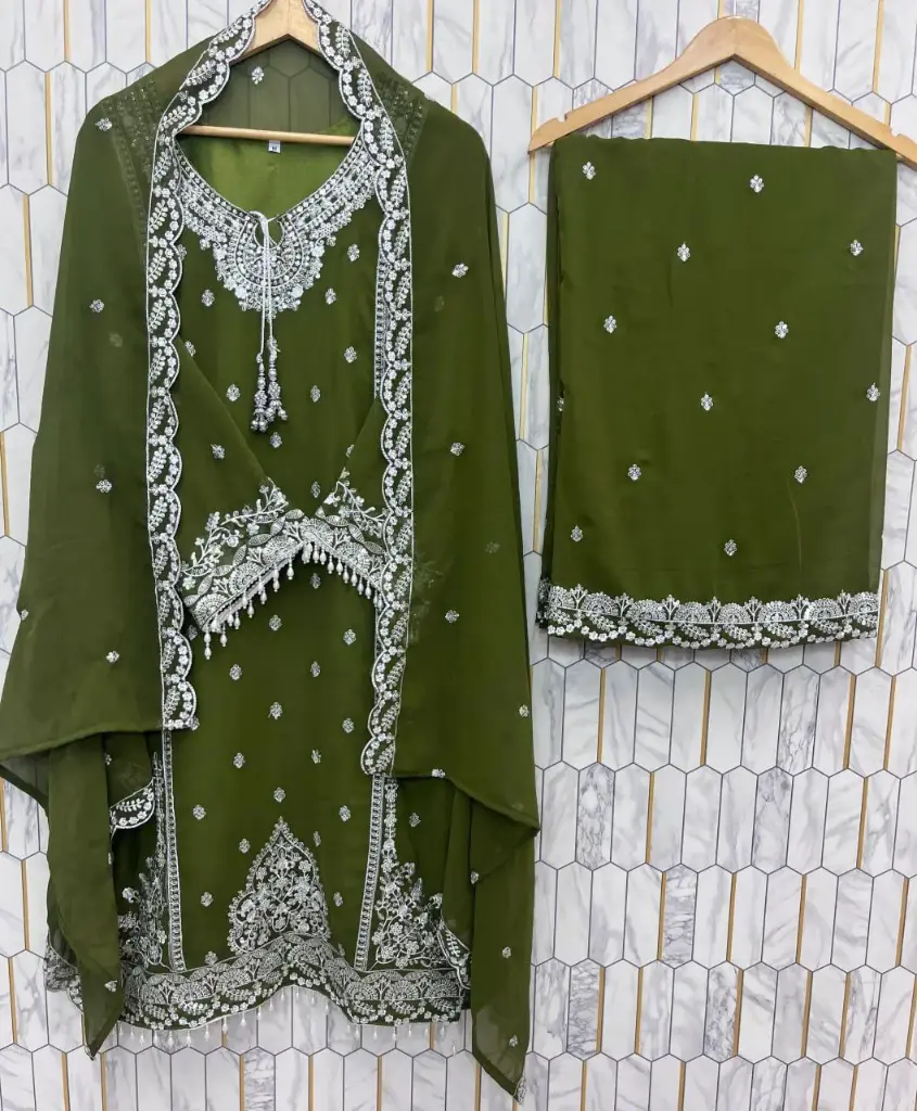 Sequin Embroidered Georgette Palazzo Set (Available in 5 Colors)