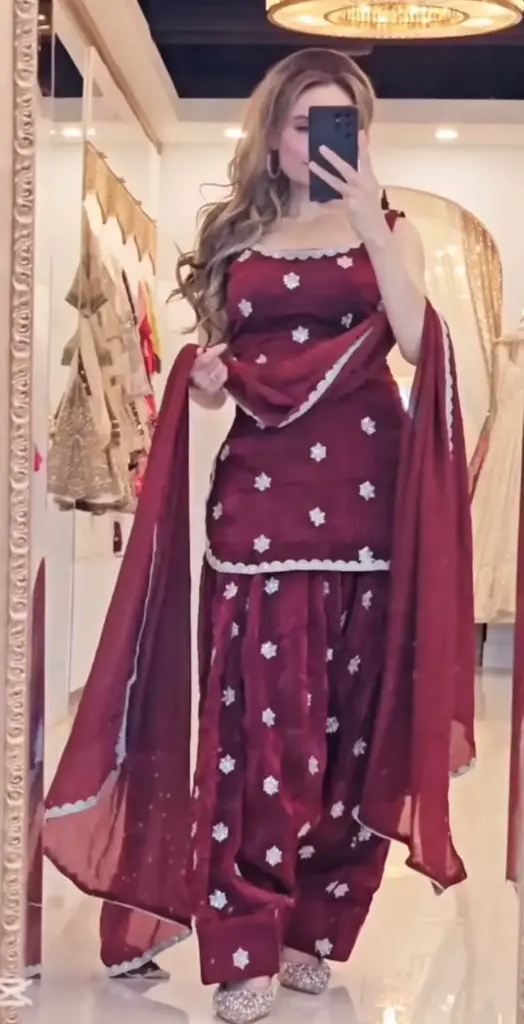 Sequin Embroidered Crush Silk Farshi Salwar Set (Available in 3 Colors)