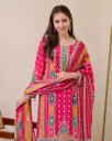 Pink Shanti Chinon Anarkali Set
