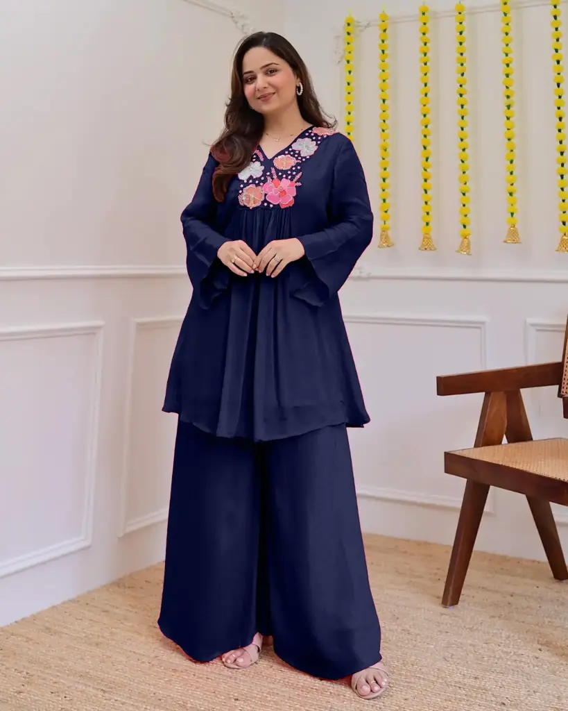 Festive Pure Georgette Co-ord Set