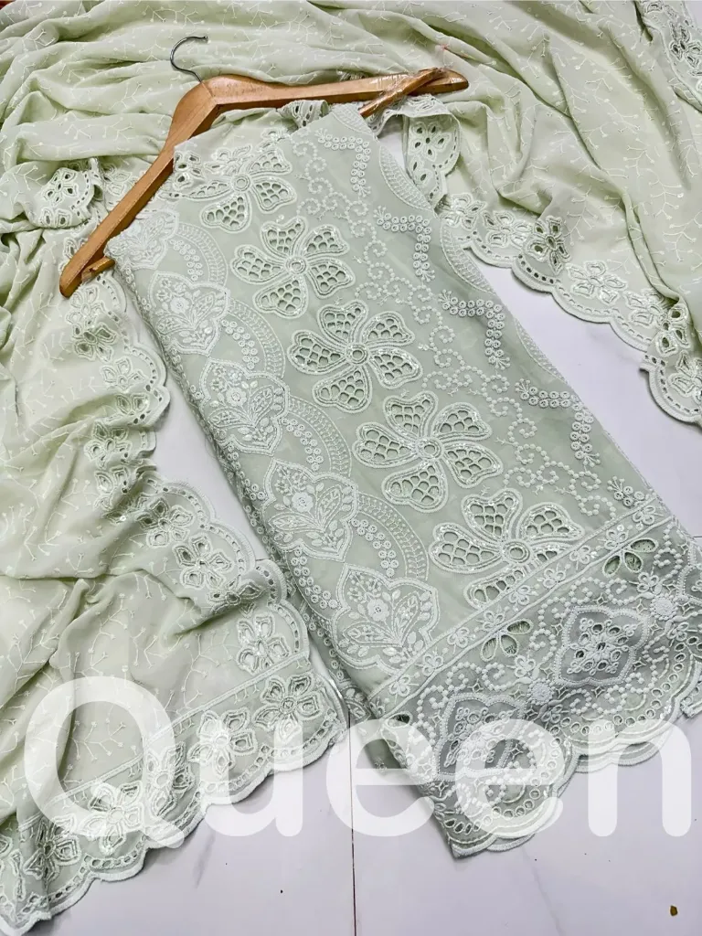 Heavy Georgette All-Over Embroidery Unstitched Suit Set