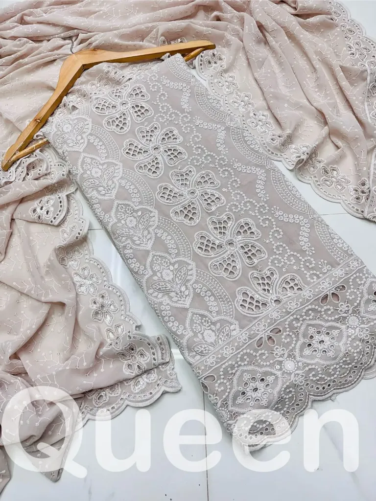 Heavy Georgette All-Over Embroidery Unstitched Suit Set