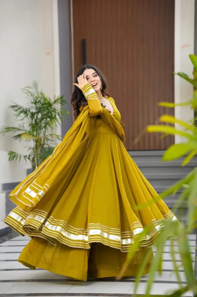 Pure Georgette Hand Gota Work Anarkali Palazzo Set with Dupatta