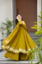 Pure Georgette Hand Gota Work Anarkali Palazzo Set with Dupatta