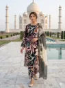 Printed Muslin Embroidered Cutwork Top, Pant & Organza Dupatta Set