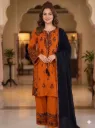 Designer Rayon Embroidered Mirror Effect Top, Palazzo & Georgette Dupatta Set