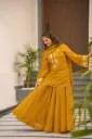 Premium Chiffon Hand Charkhi Gota Work Short Kurta, Sharara Palazzo & Dupatta Set