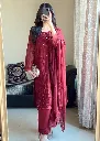 Designer Georgette Sequin and Rivet Moti Embroidered Top, Palazzo & Dupatta Set