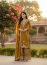 Premium JMC Silk Thread and Sequin Embroidered Palazzo Set with Dupatta