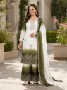 Dual Tone Star Georgette Embroidered Top, Palazzo & Dupatta Set