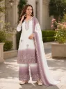 Dual Tone Star Georgette Embroidered Top, Palazzo & Dupatta Set