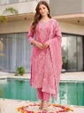 Pure 100% Cotton Jacquard Work Kurta, Pant & Dupatta Set