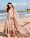 Faux Georgette Sequin Embroidered Anarkali Kurta, Pant & Net Dupatta Set