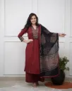 Pure Cotton 60-60 A-Line Machine Printed Kurta Pant Set with Adda Work & Dual Pockets