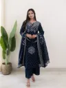 Pure Cotton 60*60 Discharge Print Kurta Pant Set with Codi Work & Side Pocket