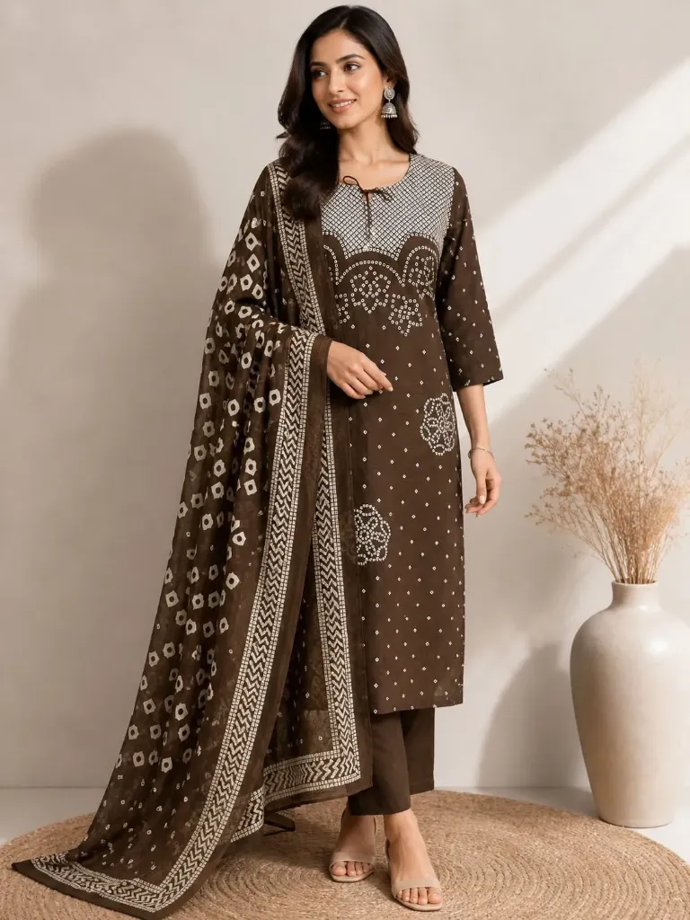 Pure Cotton 60*60 Discharge Print Kurta Pant Set with Codi Work & Side Pocket