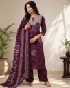 Pure Cotton 60*60 Discharge Print Kurta Pant Set with Codi Work & Side Pocket