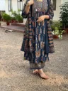 Jaipur Pure Cotton 60x60 Bagru Print A-Line Kurta Palazzo Set with Original Mirror Work & Free Modern Gen Z Bracelet Gift
