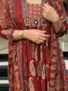 Jaipur Pure Cotton 60x60 Bagru Print A-Line Kurta Palazzo Set with Original Mirror Work & Free Modern Gen Z Bracelet Gift