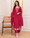 Pure Cotton 60-60 Straight Kurta Pant Set with Detailed Embroidery Work