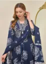 Pure Cotton 60-60 Flared A-Line Kurti Pant Set with Intricate Yoke Detailing & Dupatta