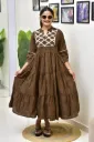 Pure Jaipur Cotton 6-Meter Flair Gown with Traditional Hand Embroidery & Shimmering Bracelet Gift