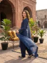 Natural Crepe Thread & Sequence Work Top with Farshi Salwar and Organza Silk Dupatta Set