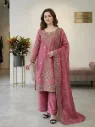 Jimmy Choo Silk Embroidered Beads Work Top, Full-Flair Palazzo & Cut-Work Dupatta Set