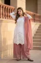 Heavy Faux Georgette 3-Piece Suit Set with Both-Side Sequence Embroidery & Pearl Moti Hand Work