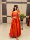 Summer Special Pure Mul Cotton Flared Gown (One Piece) with Heavy Embroidery & Back Dori Pattern