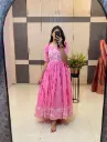 Summer Special Pure Mul Cotton Flared Gown (One Piece) with Heavy Embroidery & Back Dori Pattern