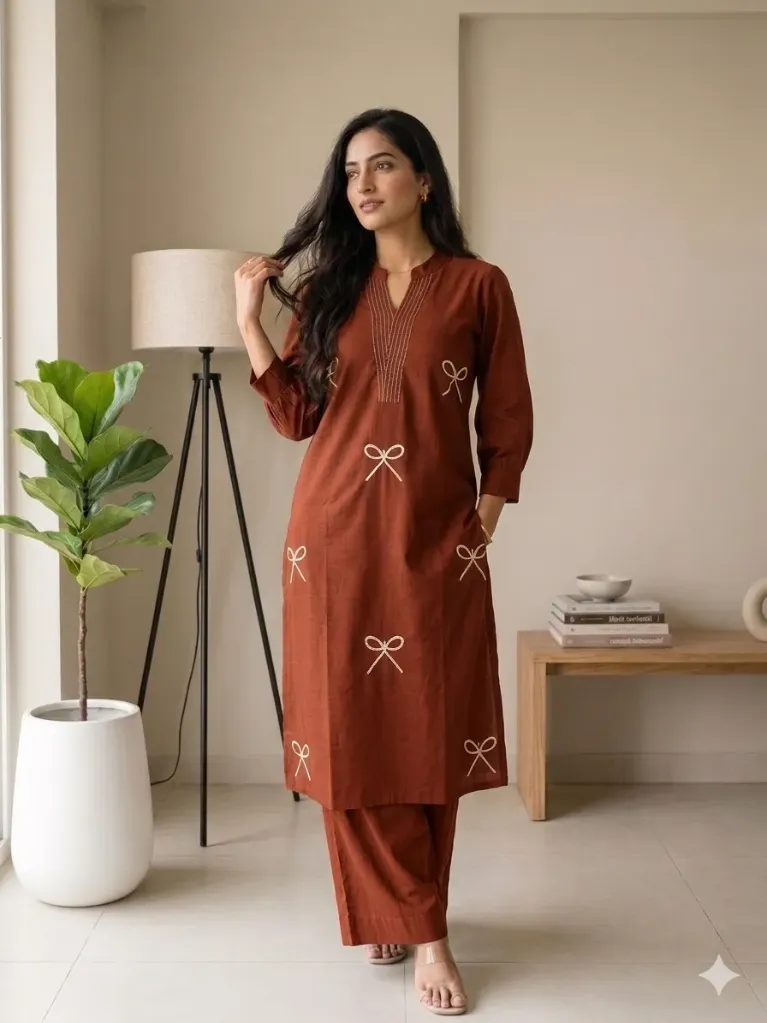 Premium Voile Cotton Embroidered A-Line Top and Palazzo Summer Co-ord Set