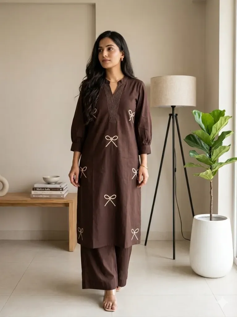 Premium Voile Cotton Embroidered A-Line Top and Palazzo Summer Co-ord Set