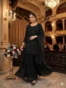 Elegant Georgette Beads and Sequence Embroidered Kurti, Matching Palazzo, and Dupatta 3-Piece Suit Set