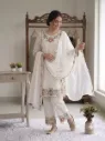 Fox Georgette Embroidered Tunic, Matching Embroidered Palazzo, and Dupatta 3-Piece Suit Set